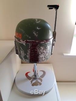 Star Wars Custom Made Boba Fett Helmet + Stand