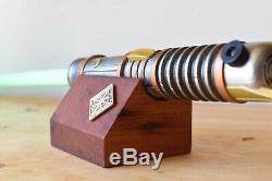 Star Wars Galaxy's Edge Lightsaber withCustom Hilt Stand! 2 Kyber Crystals! NEW