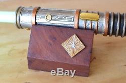 Star Wars Galaxy's Edge Lightsaber withCustom Hilt Stand! 2 Kyber Crystals! NEW