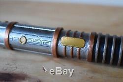 Star Wars Galaxy's Edge Lightsaber withCustom Hilt Stand! 2 Kyber Crystals! NEW