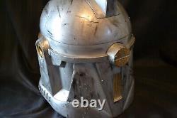 Star Wars Helmet Full Size Clonetrooper Custom Painted Battle Damage Silver Gold