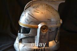 Star Wars Helmet Full Size Clonetrooper Custom Painted Battle Damage Silver Gold