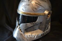 Star Wars Helmet Full Size Clonetrooper Custom Painted Battle Damage Silver Gold