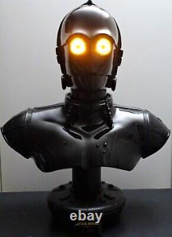 Star Wars Sideshow Custom Black C-3po Life-size Bust Statue Figure Unfinished