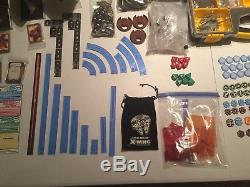 Star Wars X-Wing Ship Lot + Cards, Cases, Custom Templates & Tokens Rebel & Scum