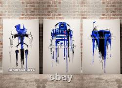 Star Wars custom set of 3 artworks, canvas R2S2, Jango Fett, Capitan Rex