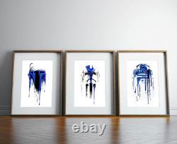Star Wars custom set of 3 artworks, canvas R2S2, Jango Fett, Capitan Rex