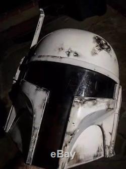Star wars White Boba Fett Helmet custom with blaster gun. 1980 style