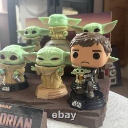 The Mandalorian Funko Pop bundle 7 Grogu + 2 Mandalorian + Custom Stand