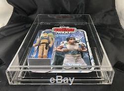 Vintage Star Wars 1980 Master Yoda & Luke Action Figures on custom 48 Back Card