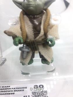 Vintage Star Wars CAS Graded Custom, Brown Snake Yoda, Brown Hair Luke Skywalker
