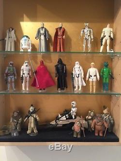 Vintage Star Wars figures in custom display case