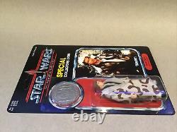 Vintage Style Custom Star Wars POTF Backing Card & Coin Han Solo Trench Coat