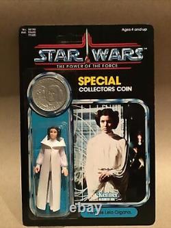 Vintage Style Custom Star Wars POTF Backing Card & Coin Princess Leia Organa